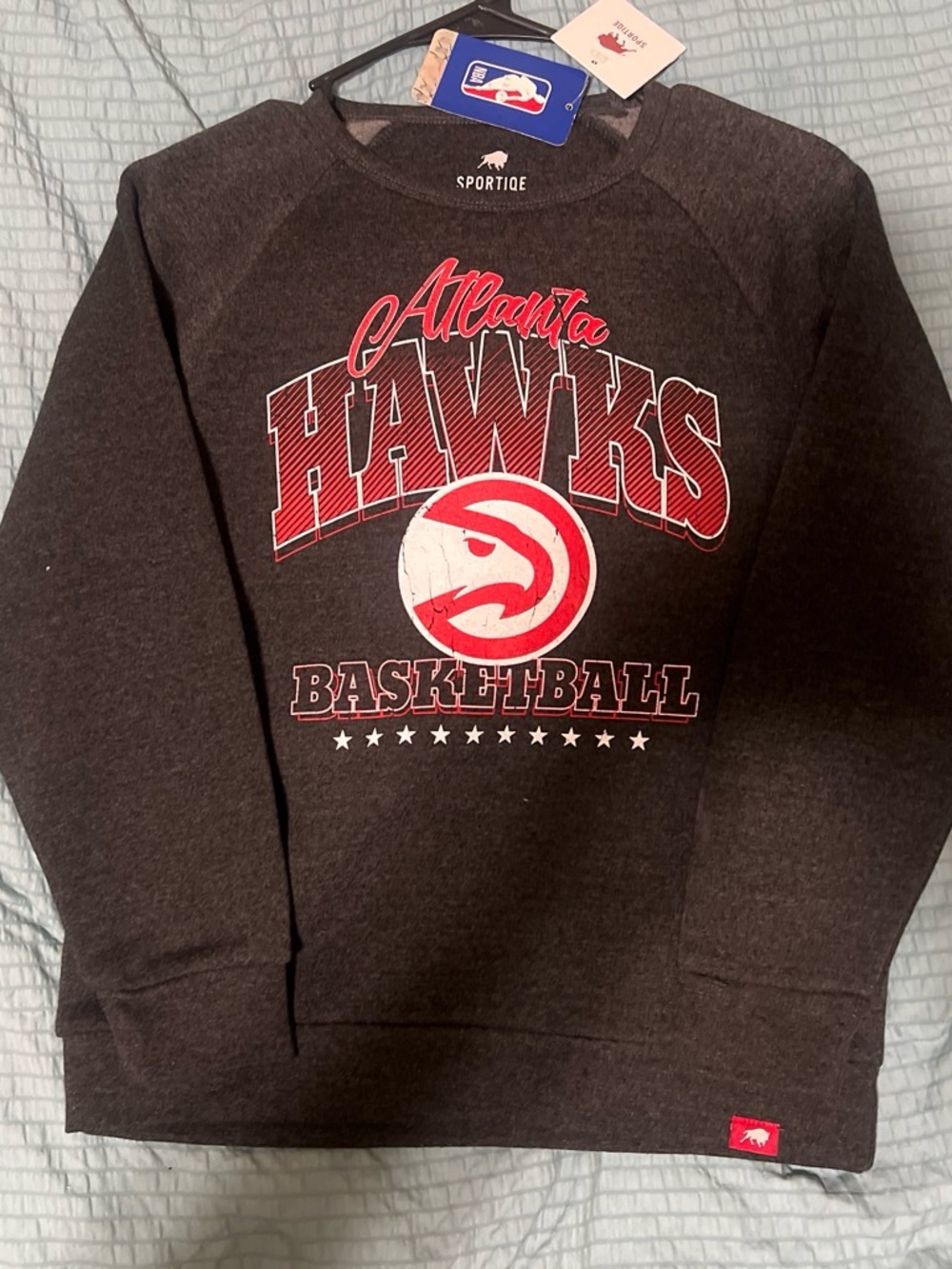 Sportiqe Atlanta Hawks Kids' Black Crewneck Sweatshirt